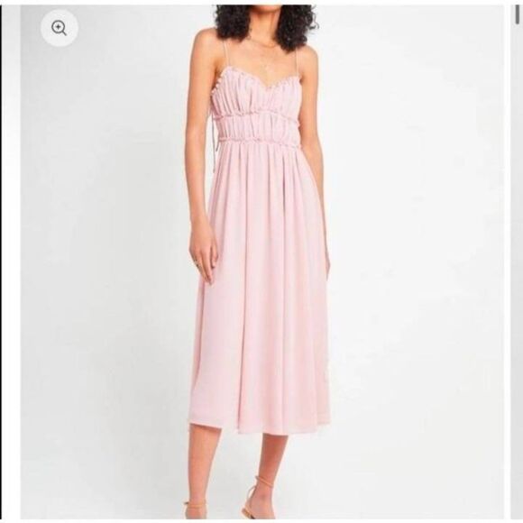 Anthopology O.P.T. One Pretty Time Pink Gigi Chiffon Midi Dress in Blush… - Picture 2 of 9